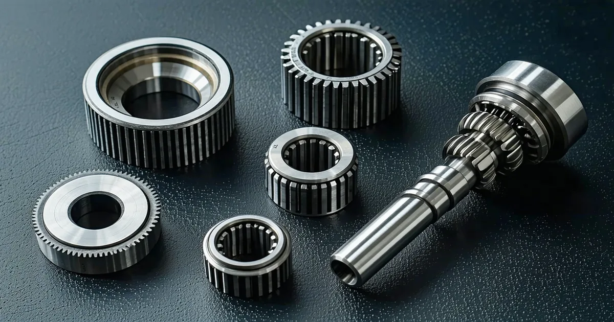 Harmonic drive flex-spline components laid out for inspection showing circular and flex spline