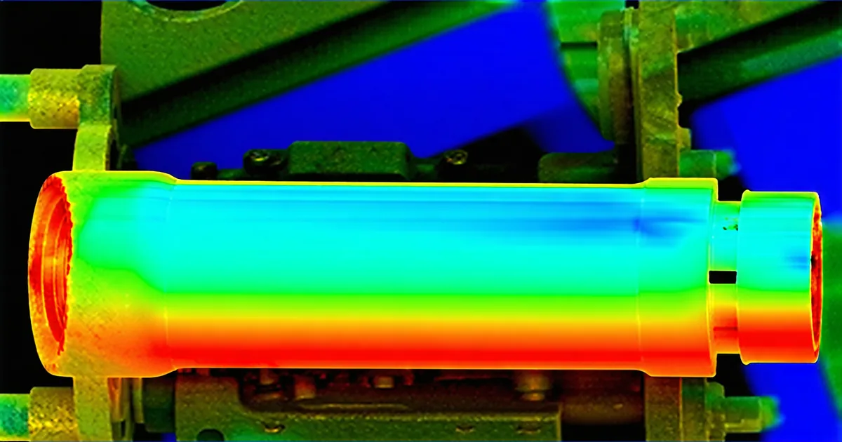 Thermal camera view of a joint actuator showing heat distribution during load testing